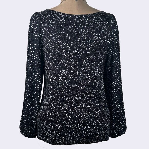 Ann Taylor Loft Navy Blue Mod Polka Dot Blouse - Picture 6 of 9